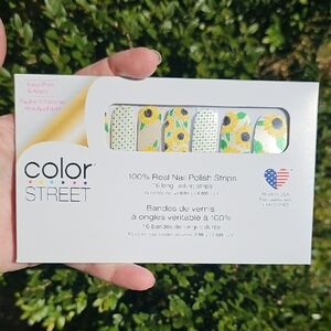 Color Street Nail Strips Stickers Vibrant Yellow and Green Dots Sunflowers